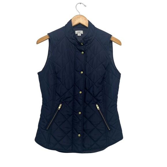 Crown & Ivy Women’s Quilted Full Zip Vest Snap Buttons Navy Blue Outdoor Size S - Picture 3 of 9